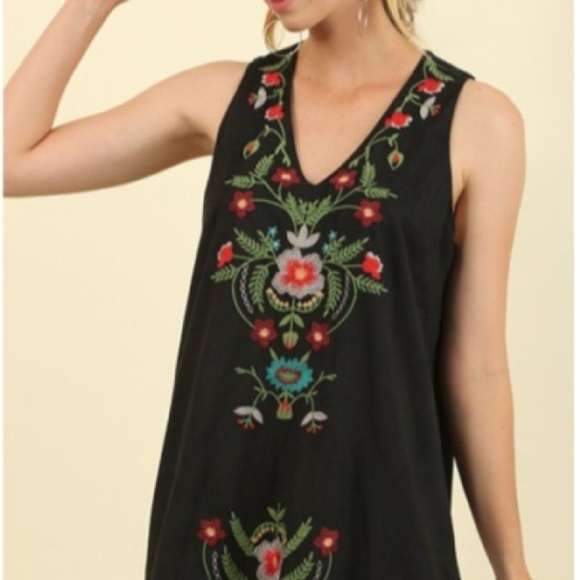 Suede Embroidered Dress - Picture 3 of 3